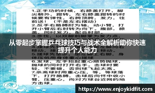 从零起步掌握乒乓球技巧与战术全解析助你快速提升个人能力